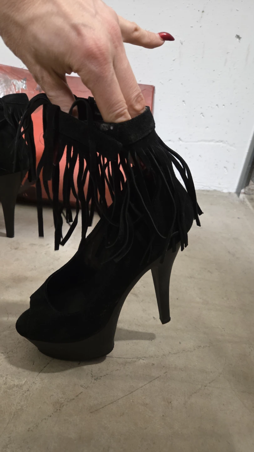 Black Fringe Platform Heels - photo 2