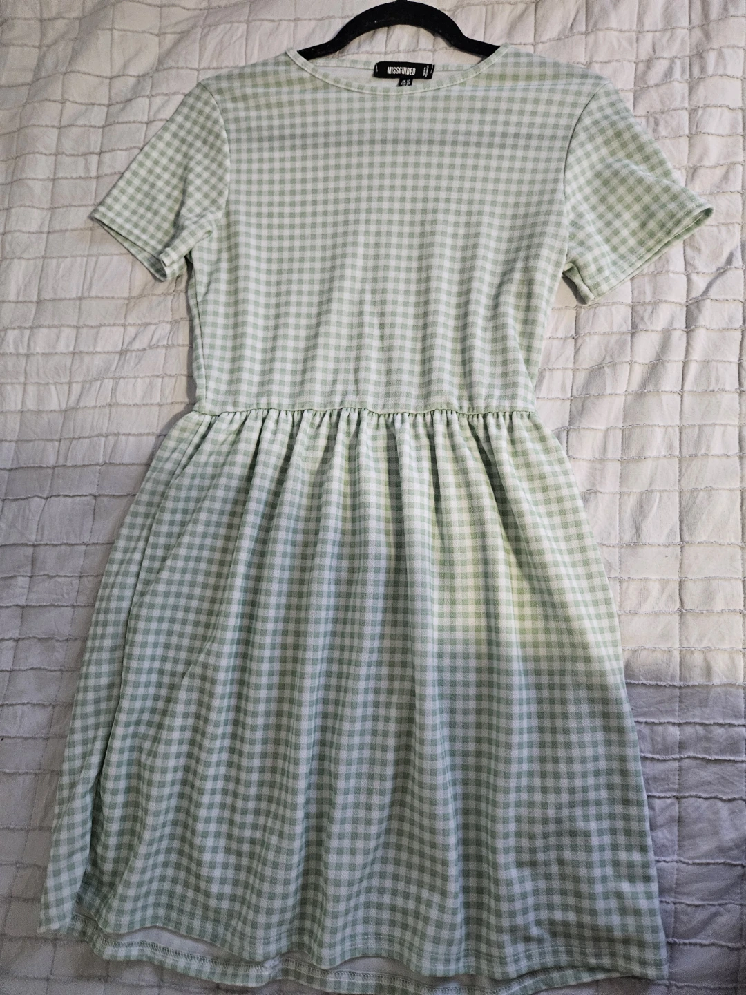 Missguided Women's Green Gingham Mini Dress - Size UK 12