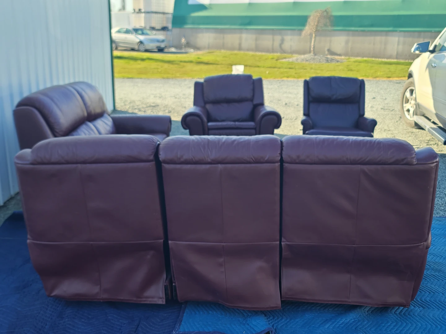 Brown Leather Sofa Set - 3-seater, 2-seater, 2 Chairs - photo 3