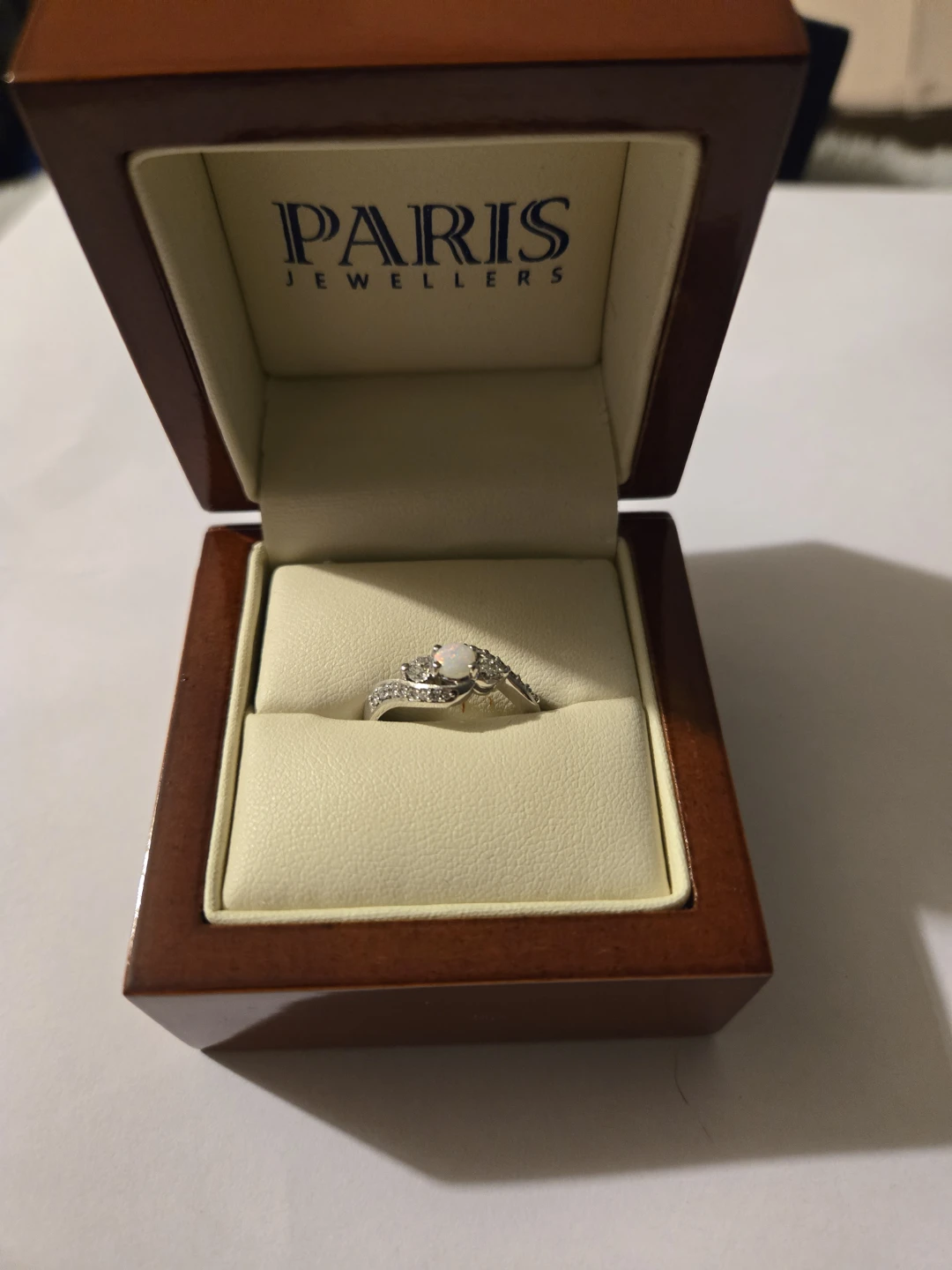 Opal and Diamond 10k White Gold Ring never worn