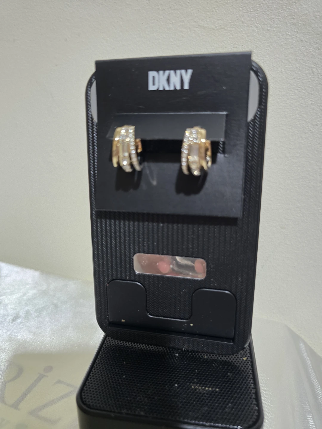 DKNY Gold-Tone Tri-Band Pave & Baguette Crystal