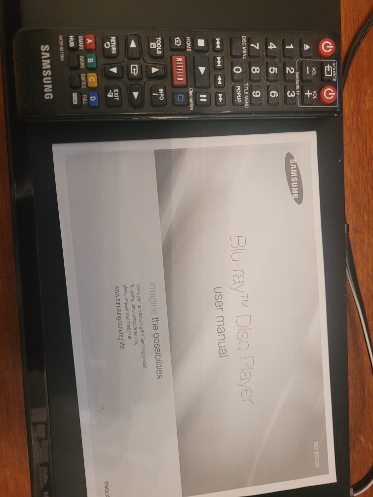 Samsung Blu-ray Disc Player with Remote and Manual