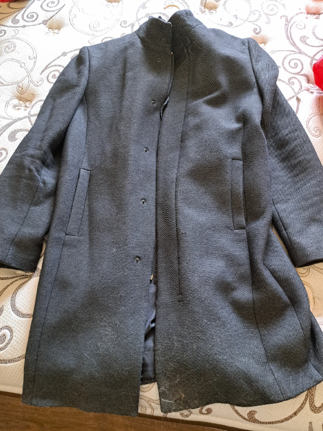 ZARA Charcoal Grey Herringbone Coat - photo 3