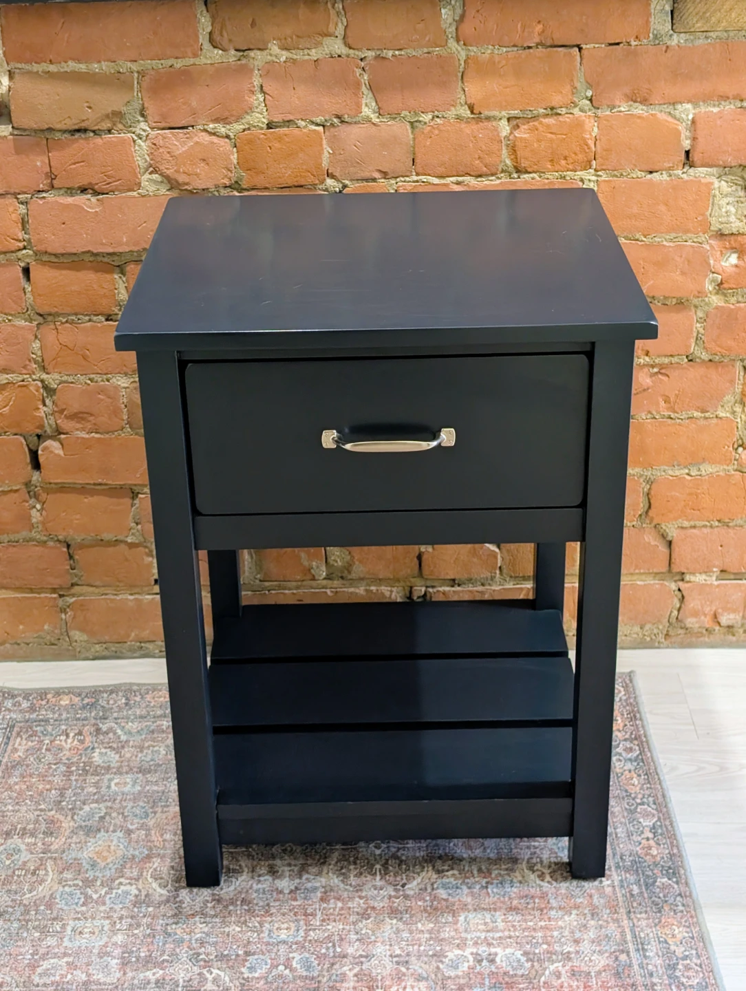 Pottery Barn Camp Solid Wood Nightstand Table, Navy Blue - photo 2