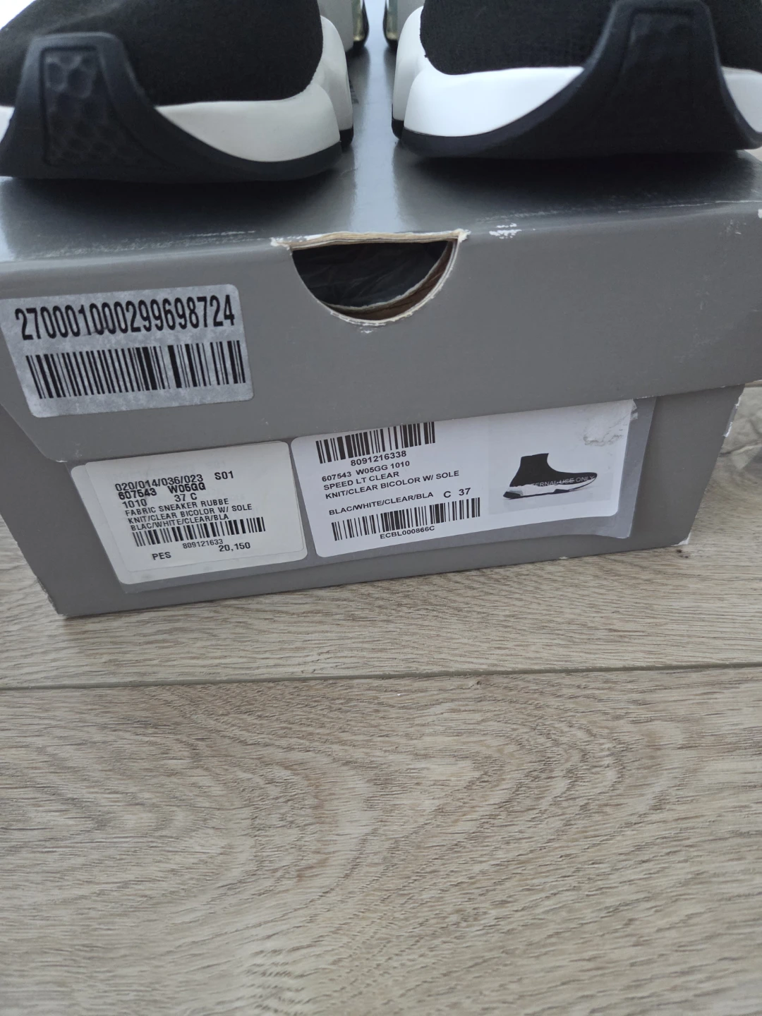 [Balenciaga] Speed LT Clear Black/White Sneakers - Size 37 - photo 4
