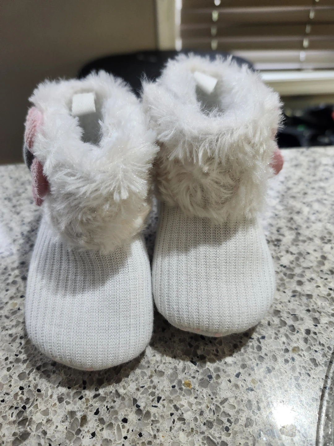 White Baby Booties with Flower Detail - photo 2