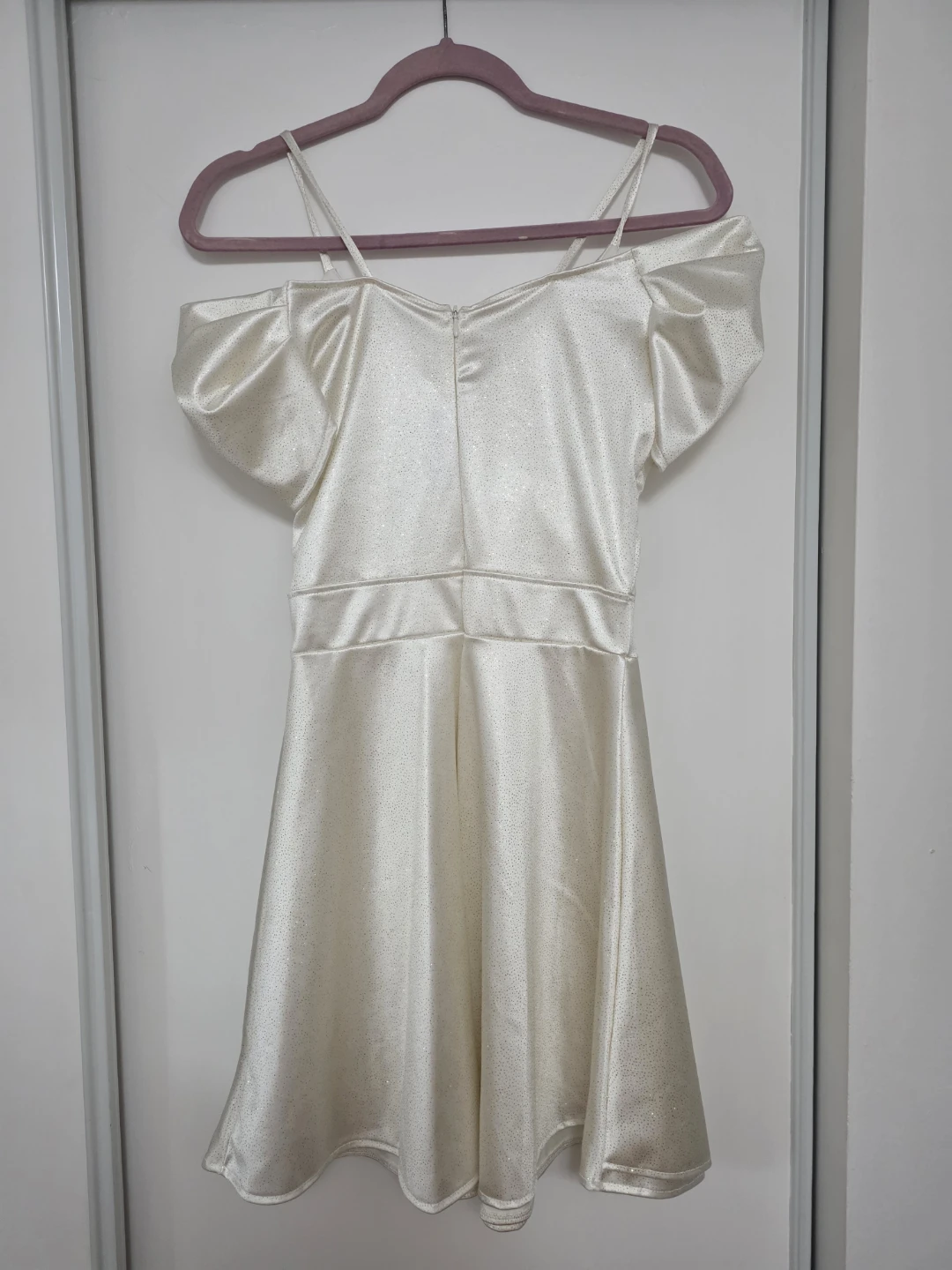 White Sparkly Off-the-Shoulder Dress - photo 2