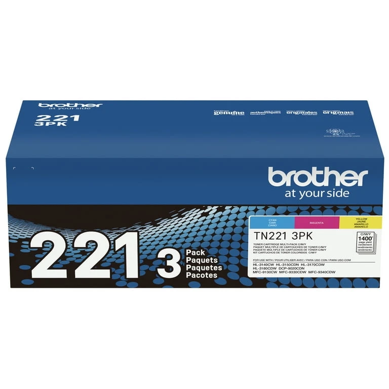 Brother TN221 3PK Cyan Magenta Yellow Toner Cartridge Set