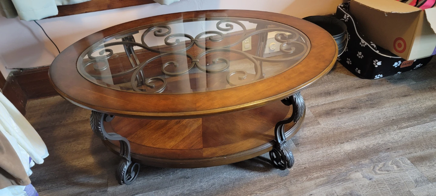 Oval Coffee Table with Glass Top - photo 3
