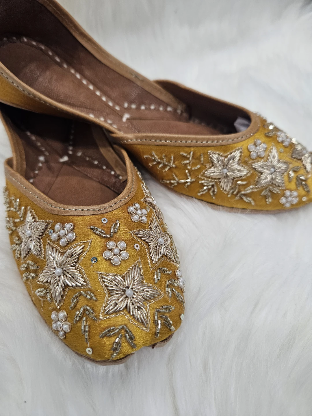 Yellow Embroidered Flat Shoes - photo 2