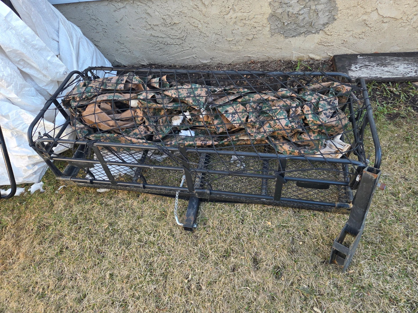 Black Metal Cargo Carrier with Camouflage Net
