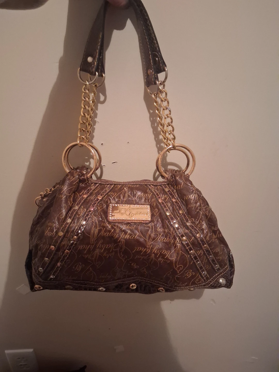 Baby Phat Brown Handbag with Gold Chain