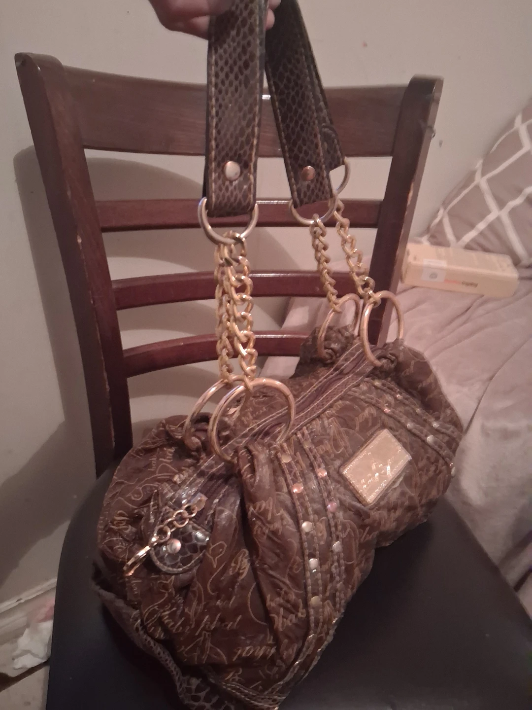 Baby Phat Brown Handbag with Gold Chain - photo 3