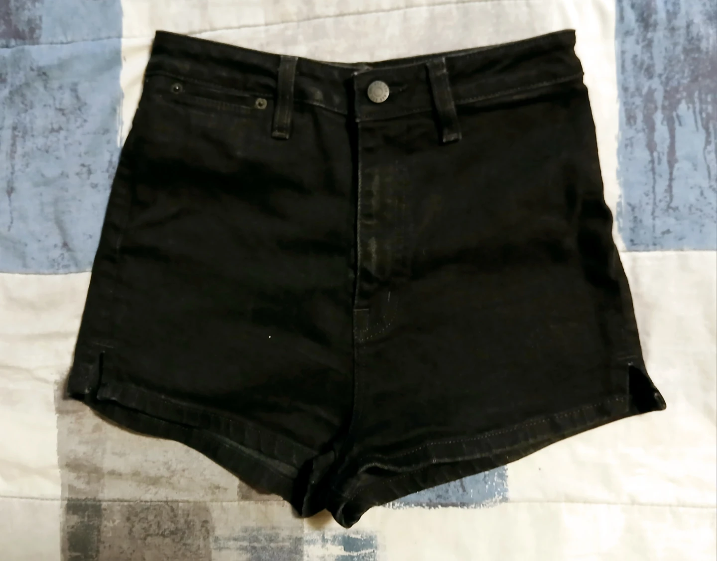 Women Small High-Rise Black Denim Short Shorts - photo 2