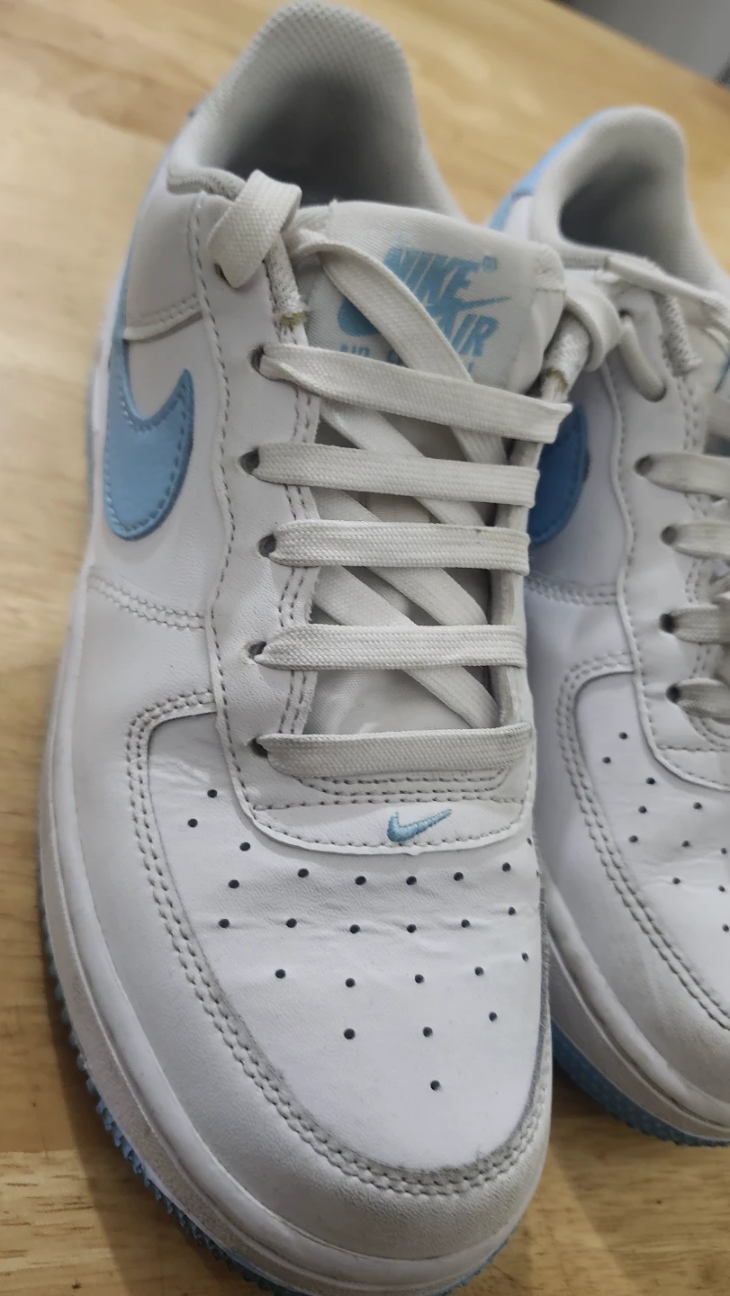 Nike Air Force 1 Youth Sneakers White/Light Blue Size 4Y - photo 2