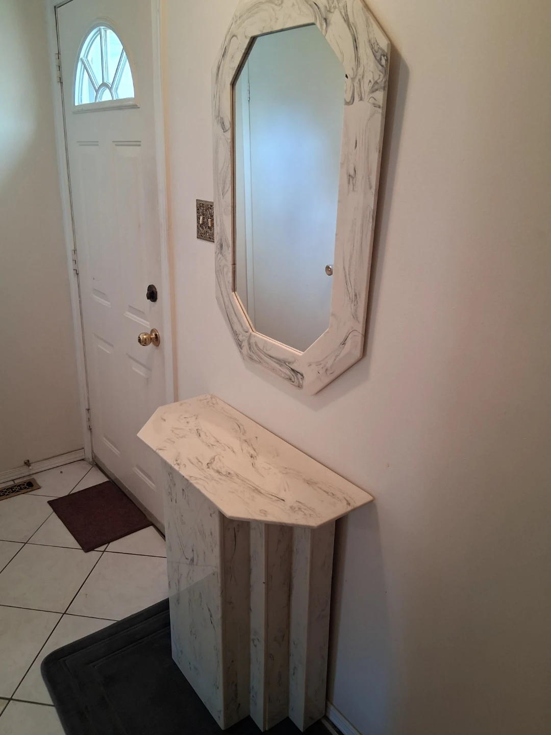 Console Table and Mirror Set - Marbled Finish