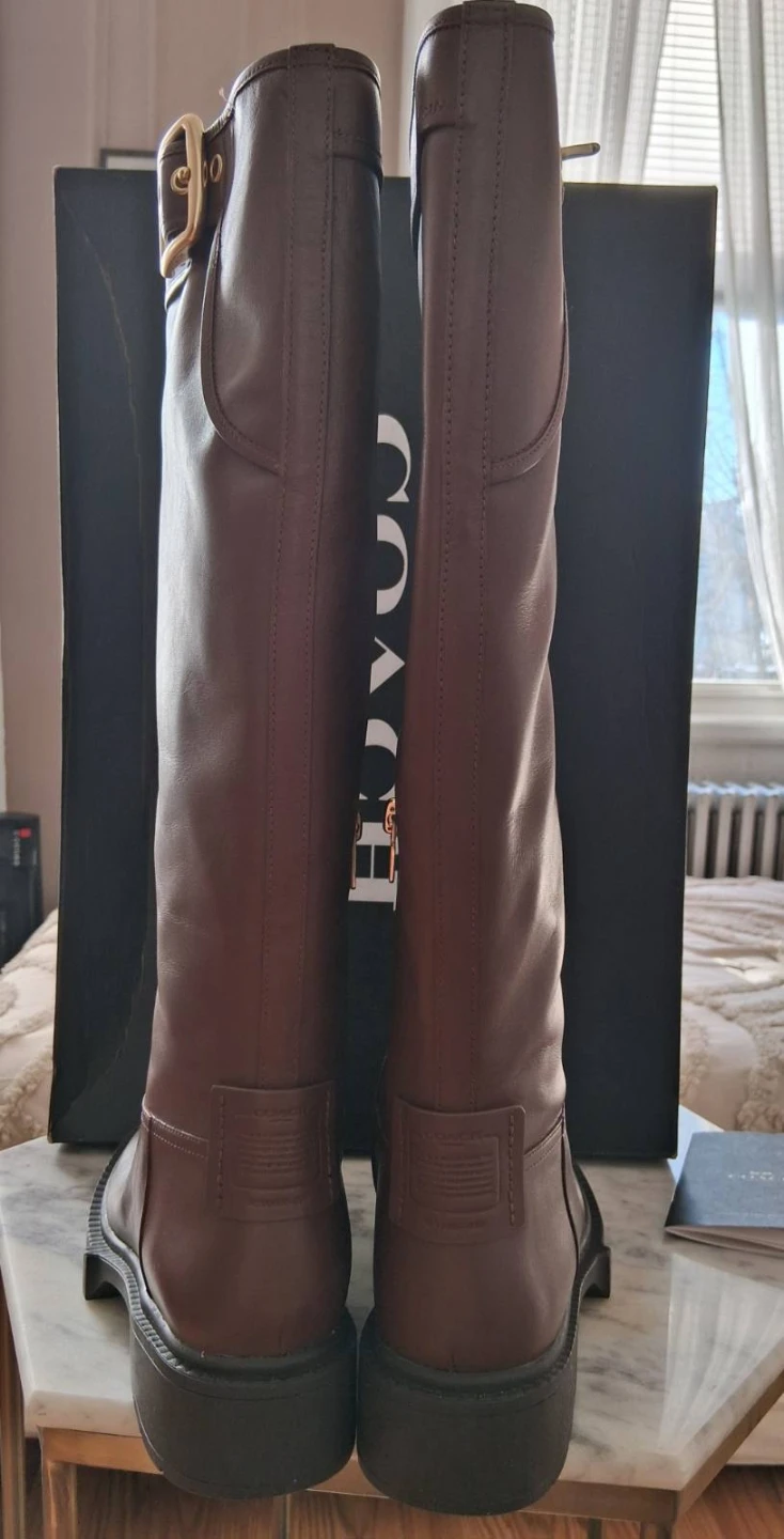 Coach Women's Leather Knee-High Boots - Brown - photo 4