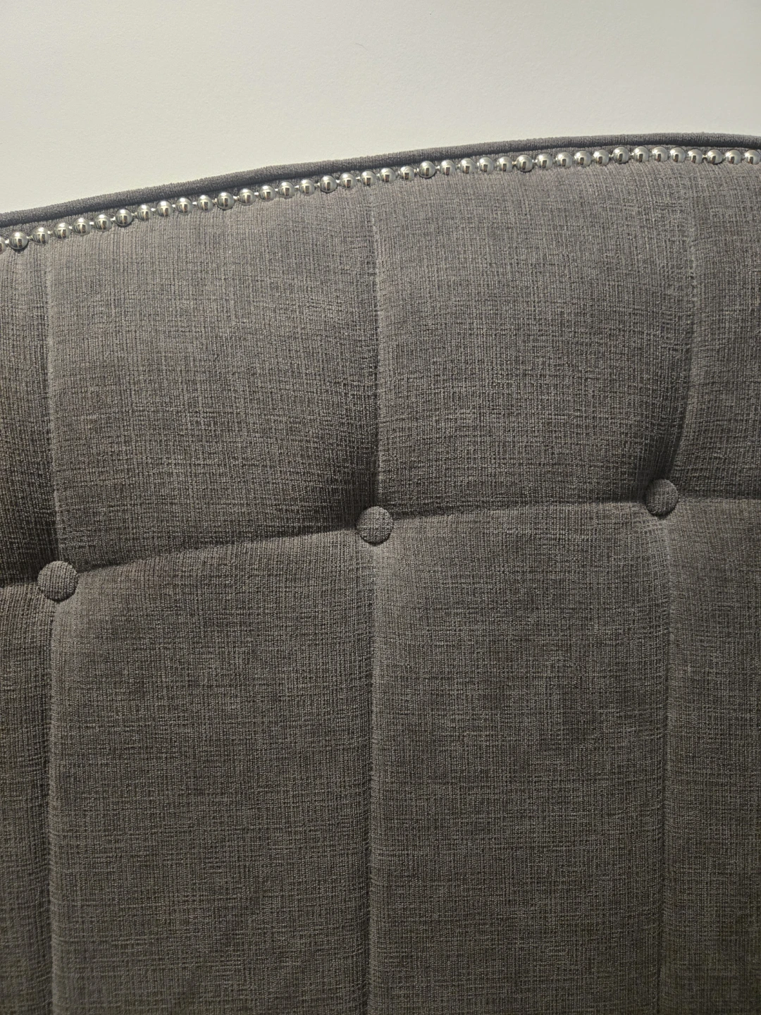 KING Grey Tufted Headboard with Silver Nailhead Trim - photo 2