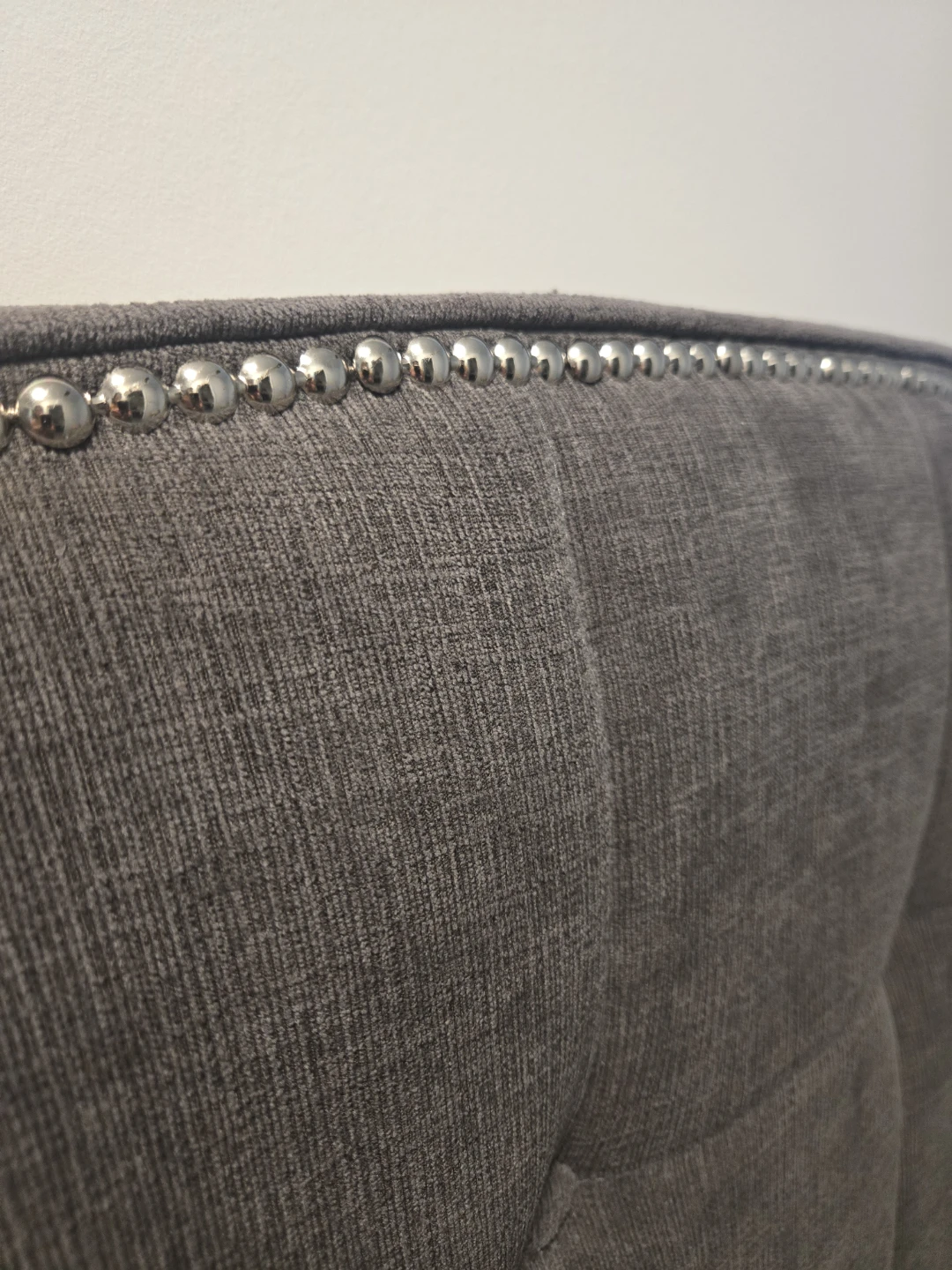 KING Grey Tufted Headboard with Silver Nailhead Trim - photo 3
