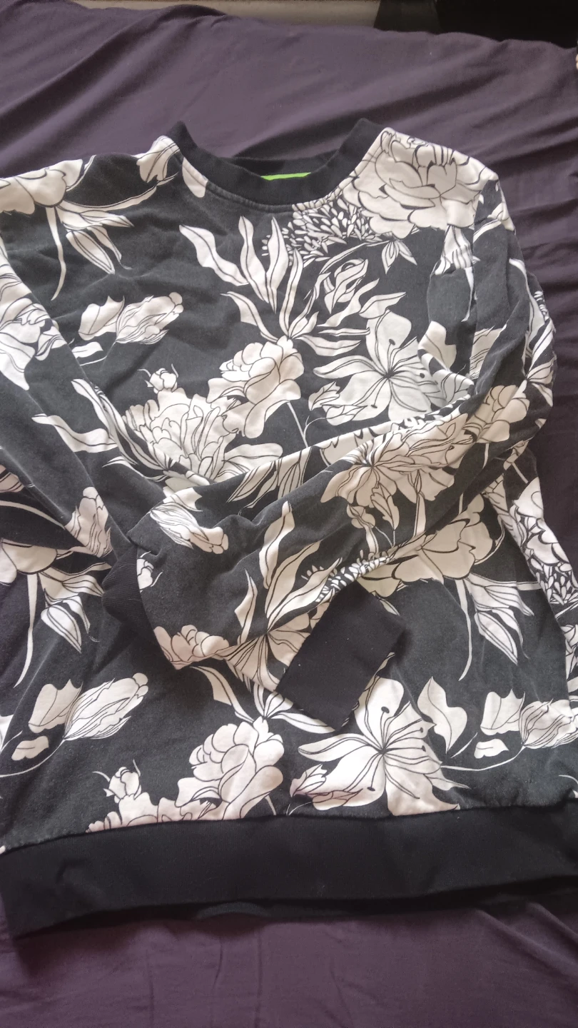 Black floral crewneck sweater