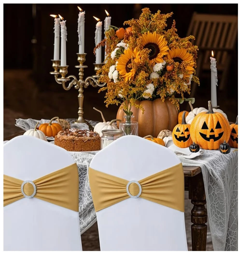 Rental  for your event Gold Chair Sashes with Rhinestone Buckles - photo 4