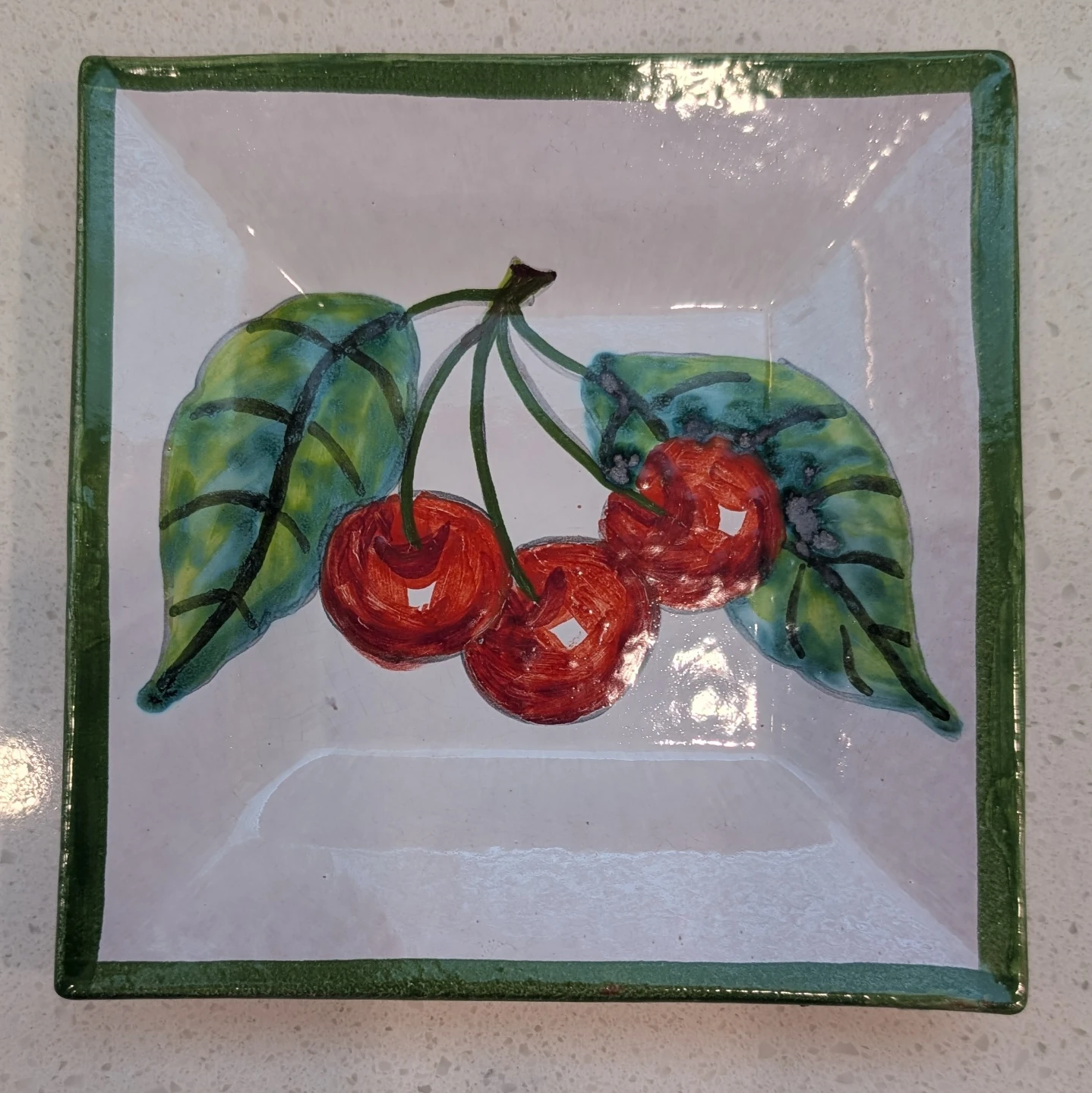 Ceramic Dish with Hand painted Cherries