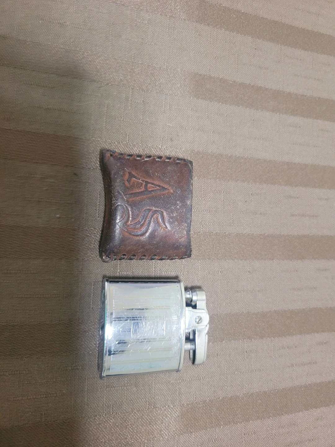 Vintage Silver Tone Packard Lighter with Leather Pouch