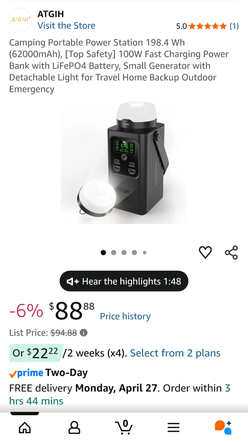 Portable Power Station with LED Lantern 62,000mAh - photo 4