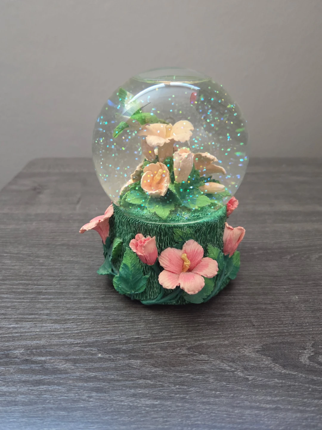 Hummingbird and Flower Water Globe