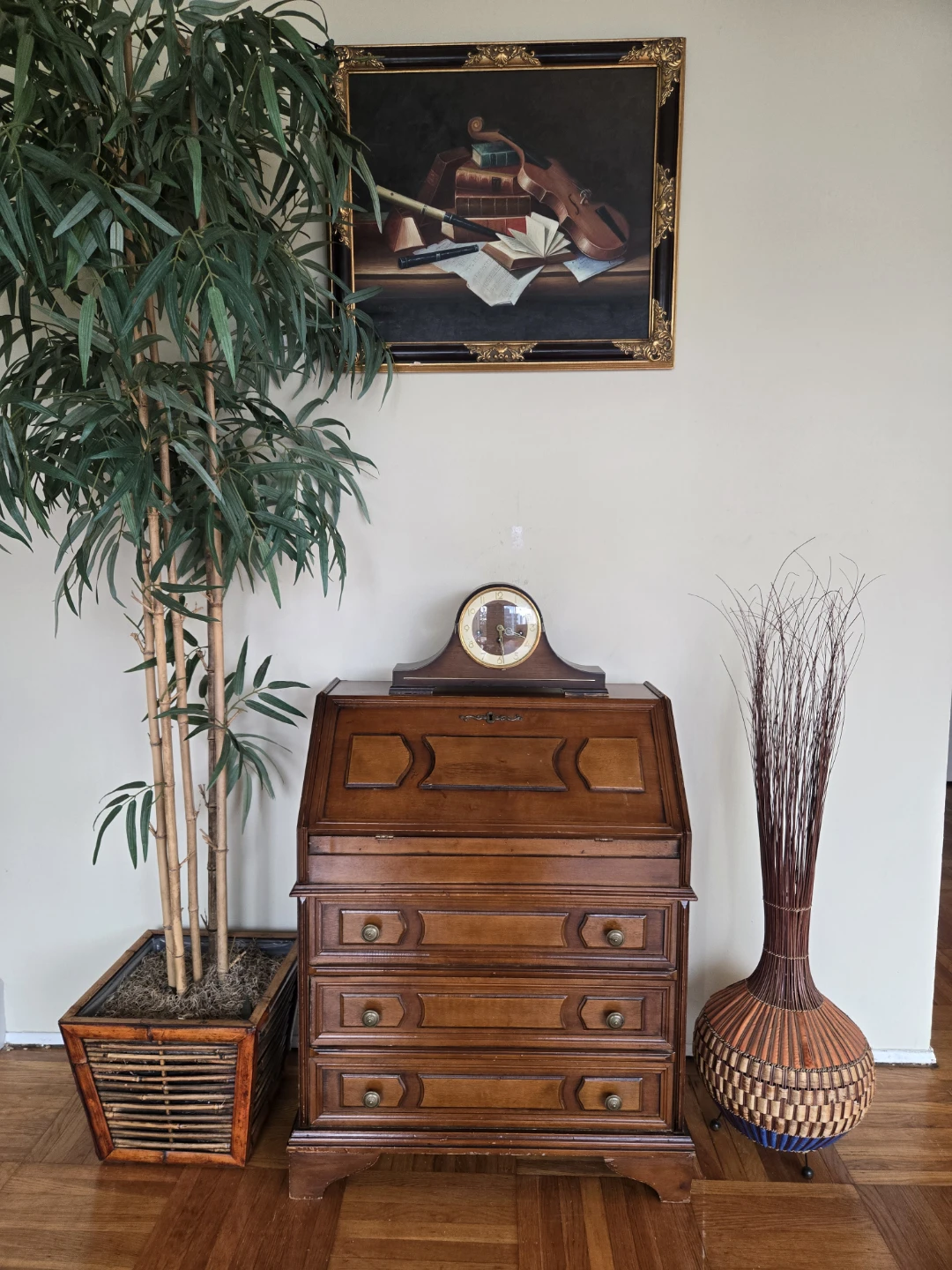 Antique Solid Walnut Secretary Pull Down Desk - photo 2