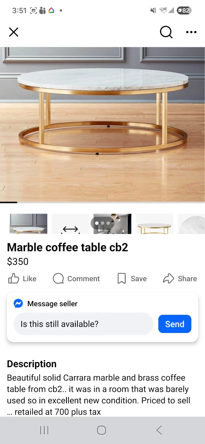 Round Black Marble Coffee Table