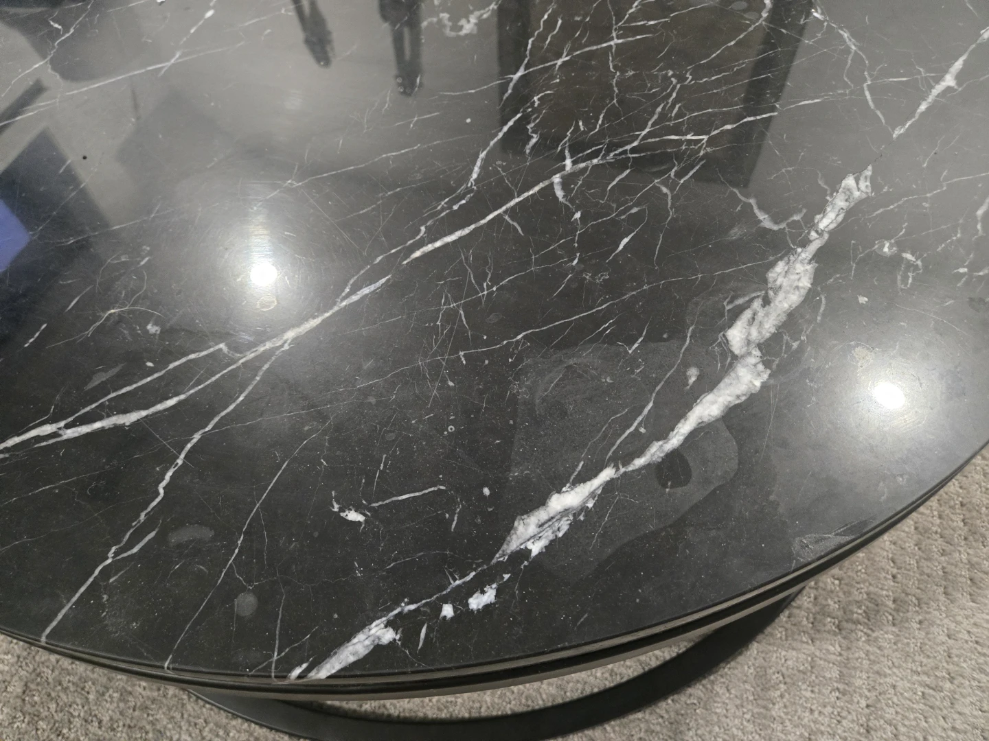 Round Black Marble Coffee Table - photo 2