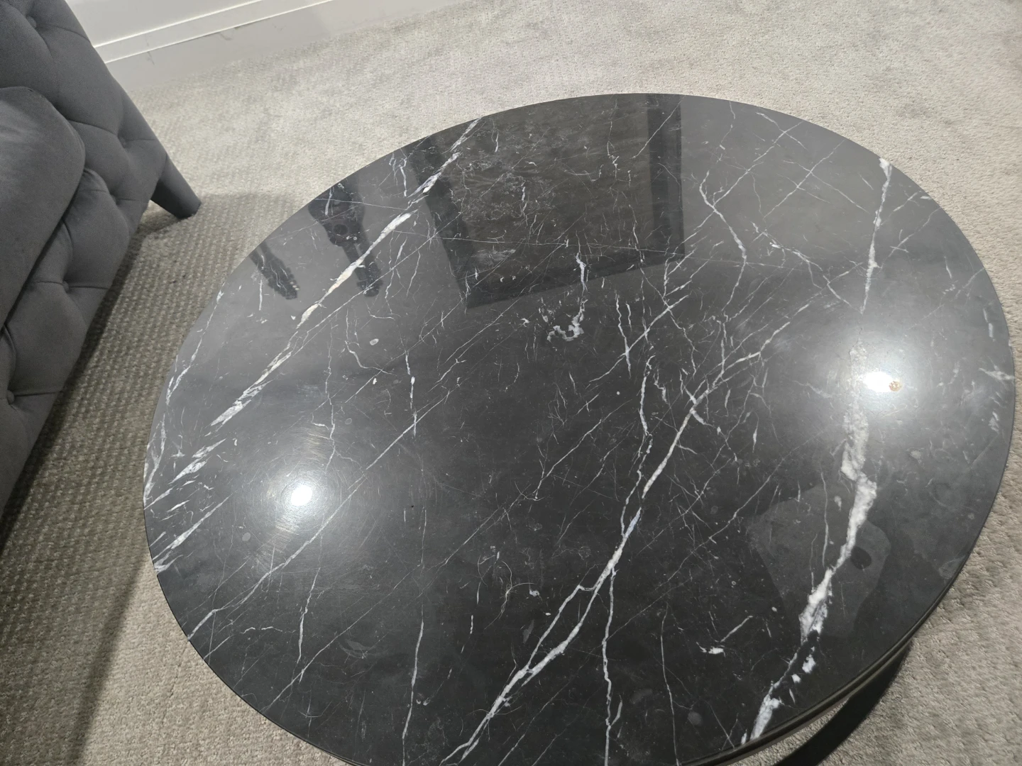 Round Black Marble Coffee Table - photo 3