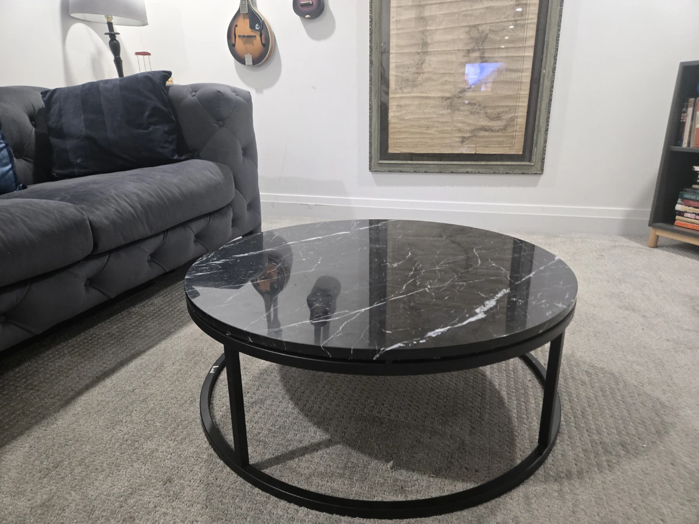 Round Black Marble Coffee Table - photo 5