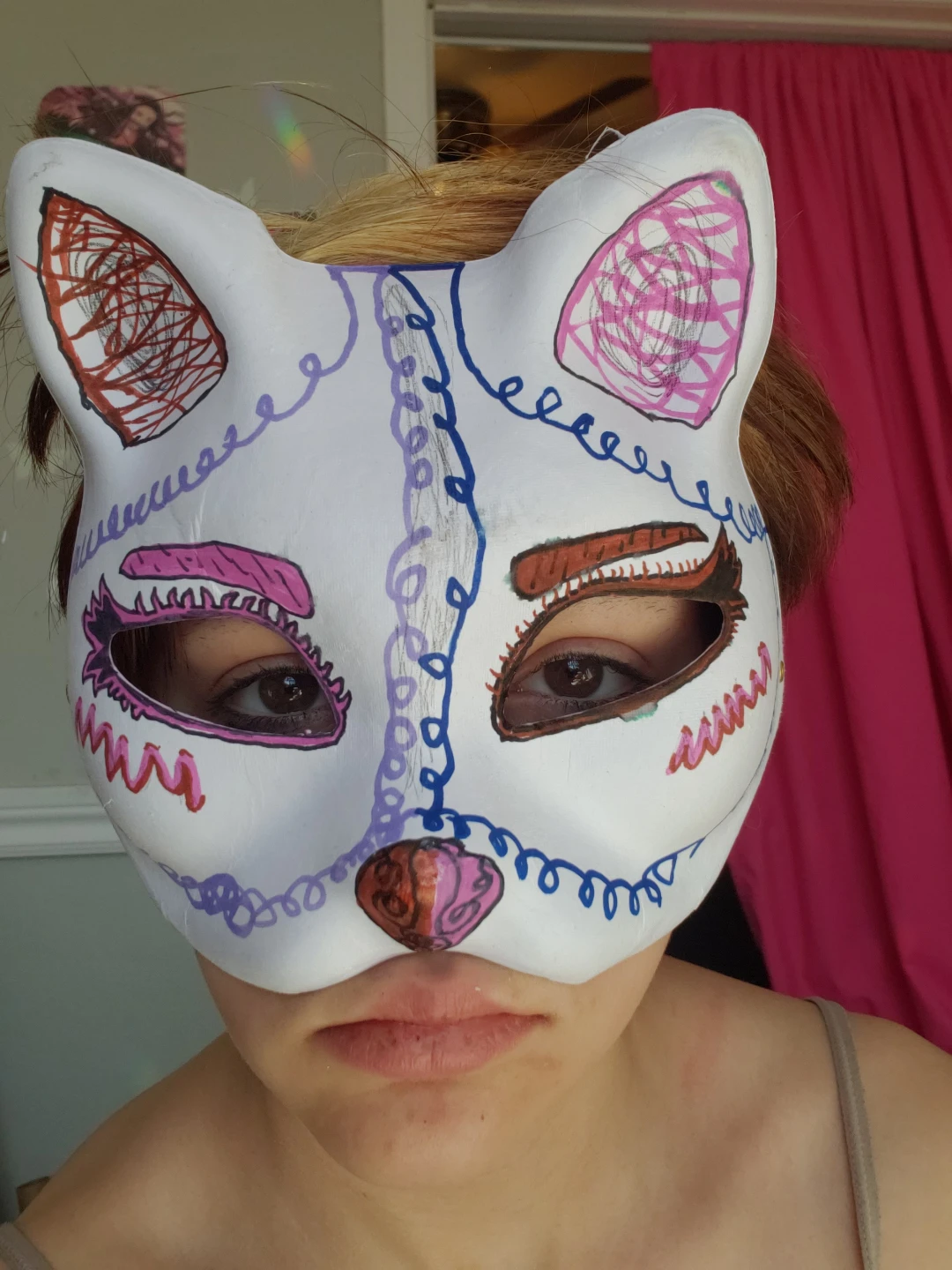 White, blue, purple, pink, and Brown Cat mask - photo 5