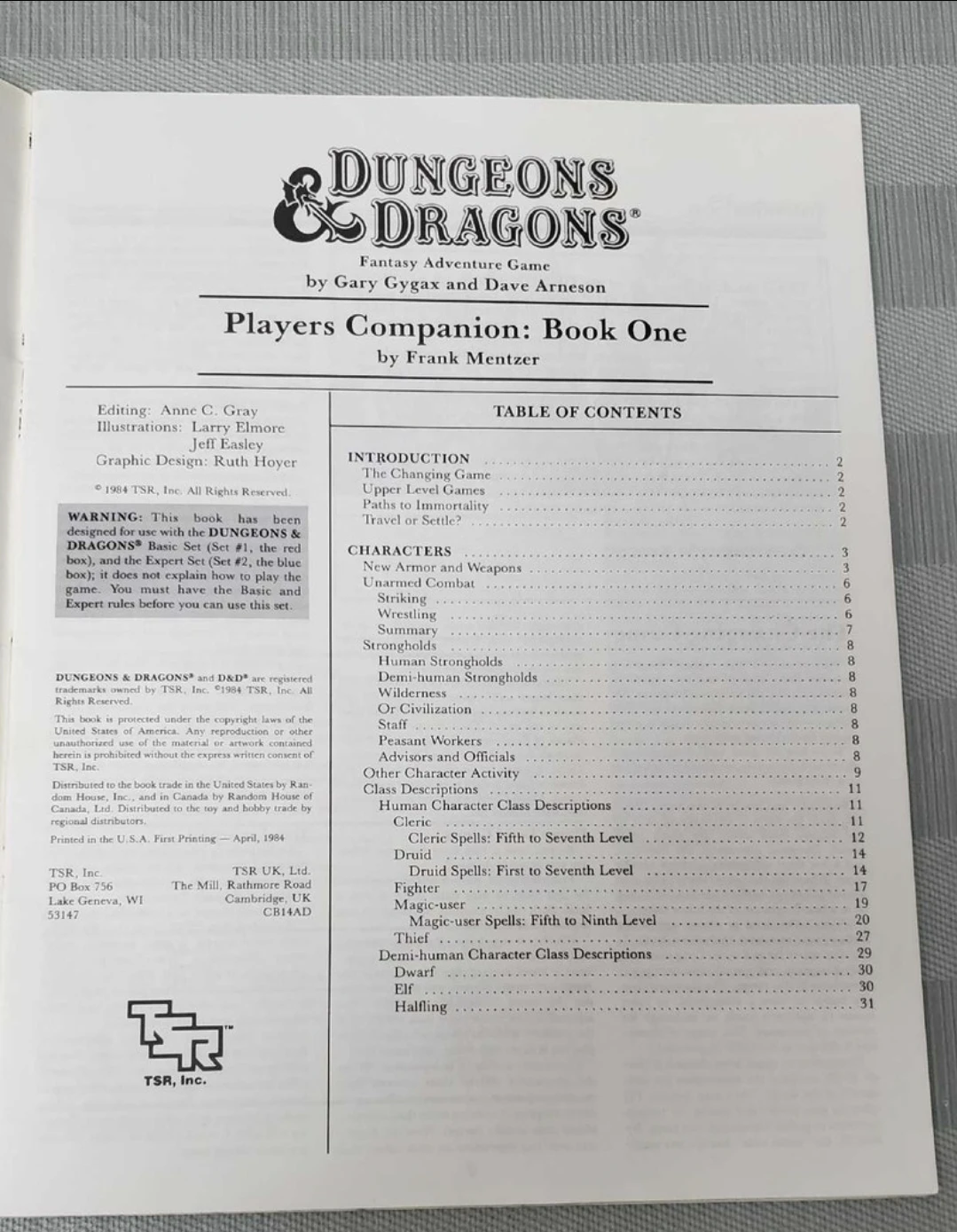 1984 First print! Dungeons & Dragons players companion book 1 - photo 2