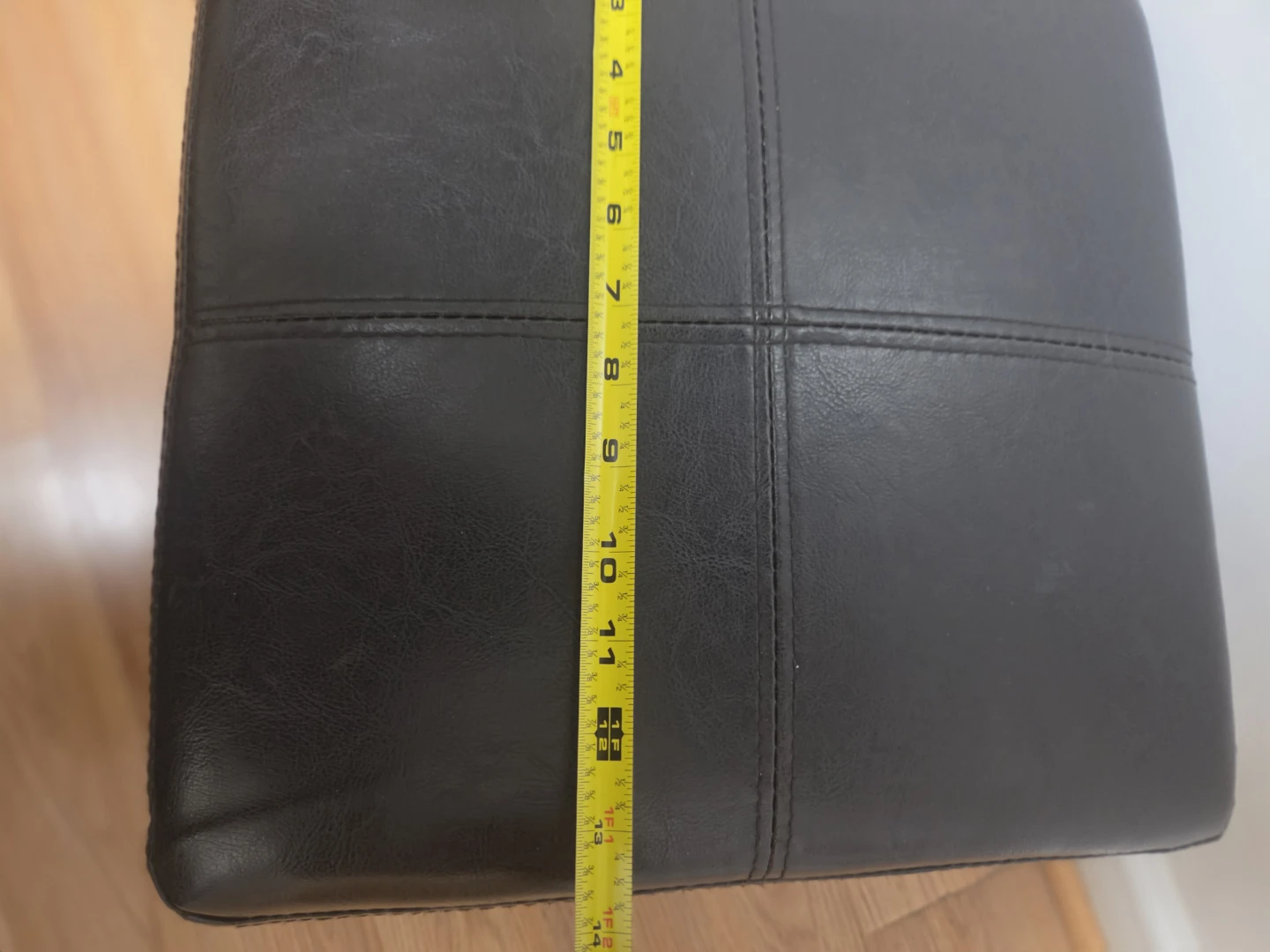 Black Faux Leather Storage Ottoman Footrest - photo 3