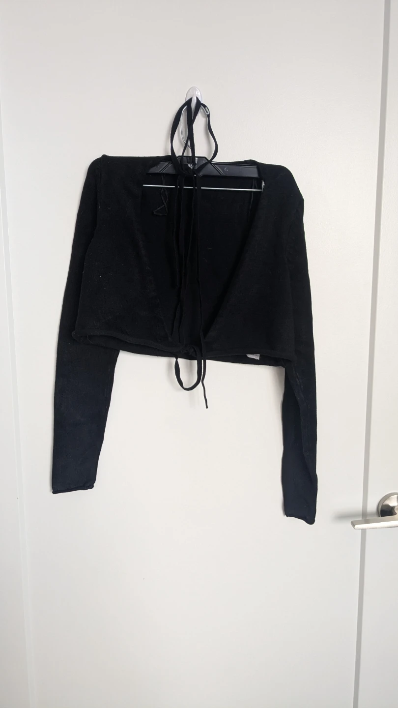 Black Zara Cropped Wrap Top