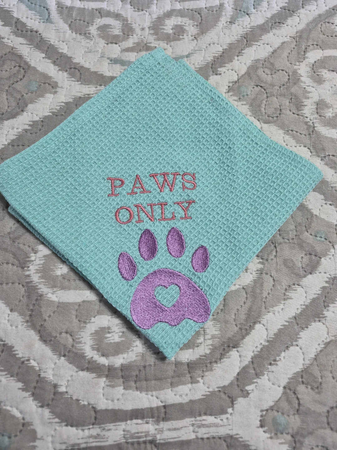 Fun 16" x 16" Paws Only Embroidered Towel