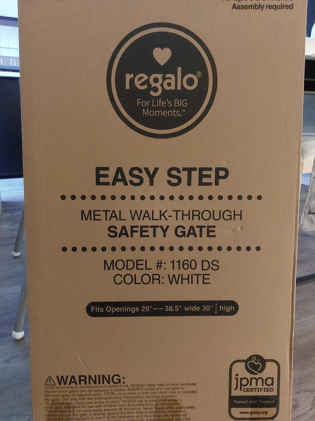 Regalo Easy Step Metal Walk-Through Safety Gate - White