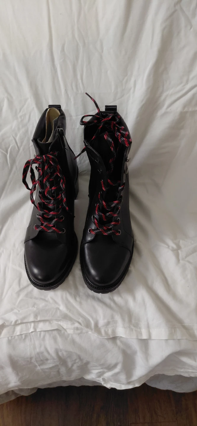 Black Chunky Heel Combat Boots