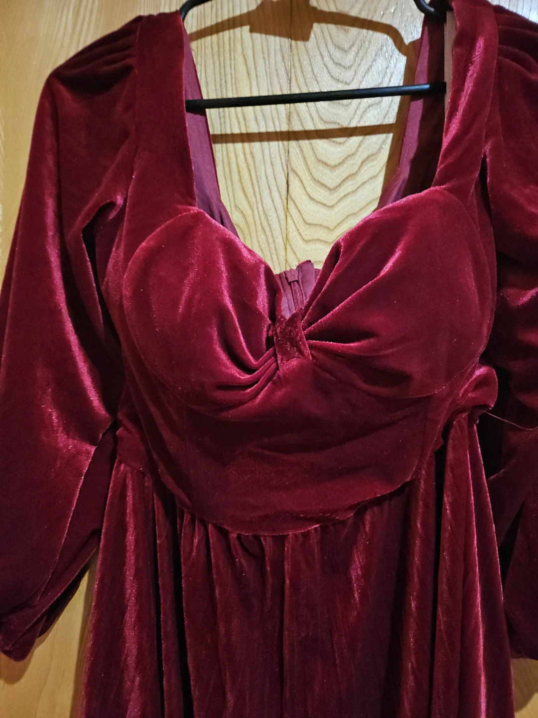 Red Velvet Maxi Dress with Square Neckline - photo 5