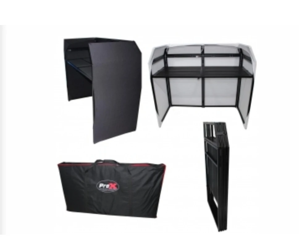 ProX DJ Booth Table with Black Cover and Case