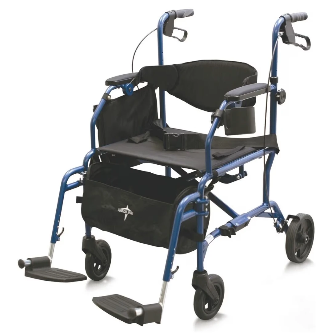 Medline Combination Rollator/Transport Chair - Blue