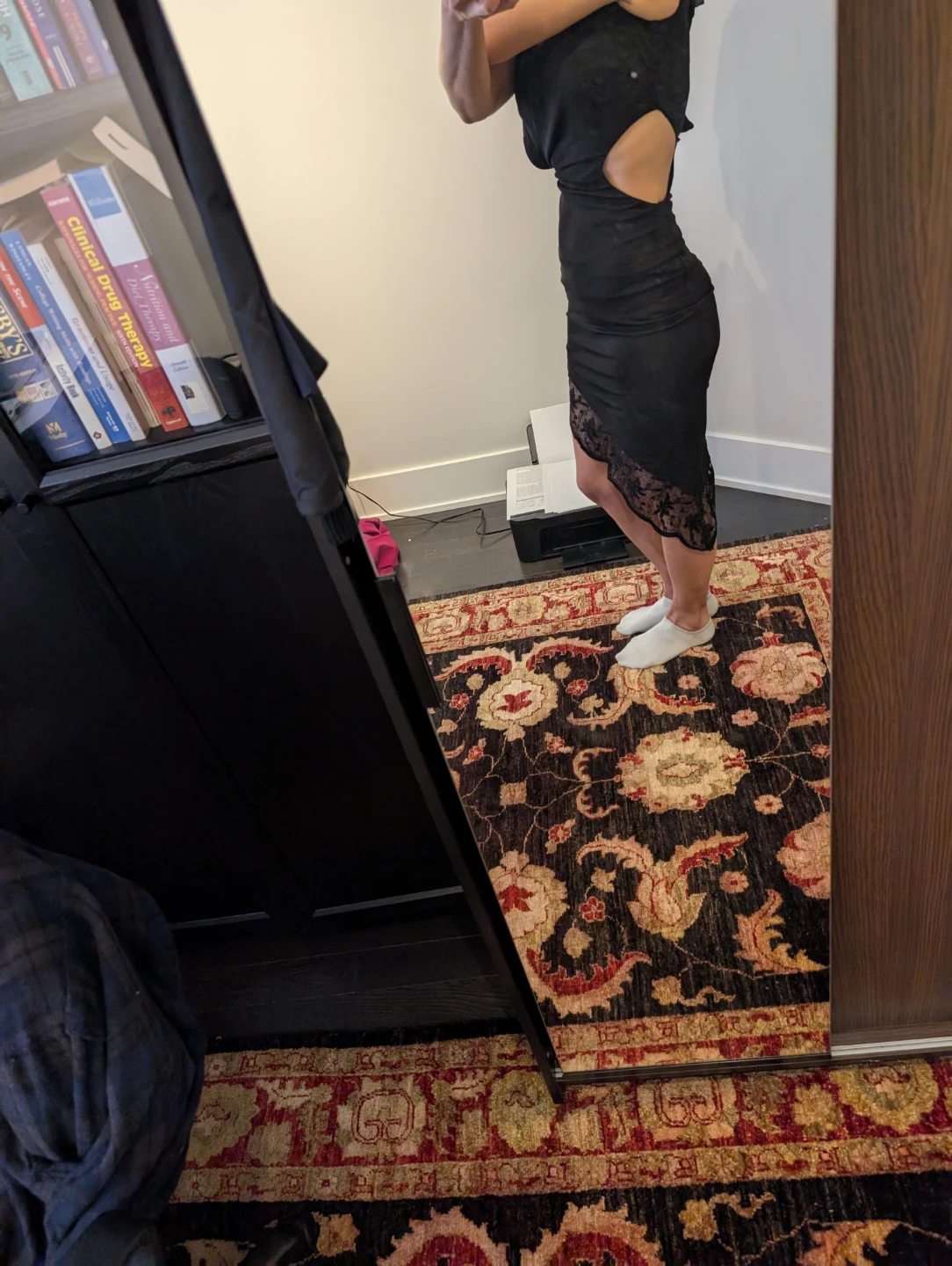 Bebe Black One-Shoulder Lace Trim Dress - photo 3