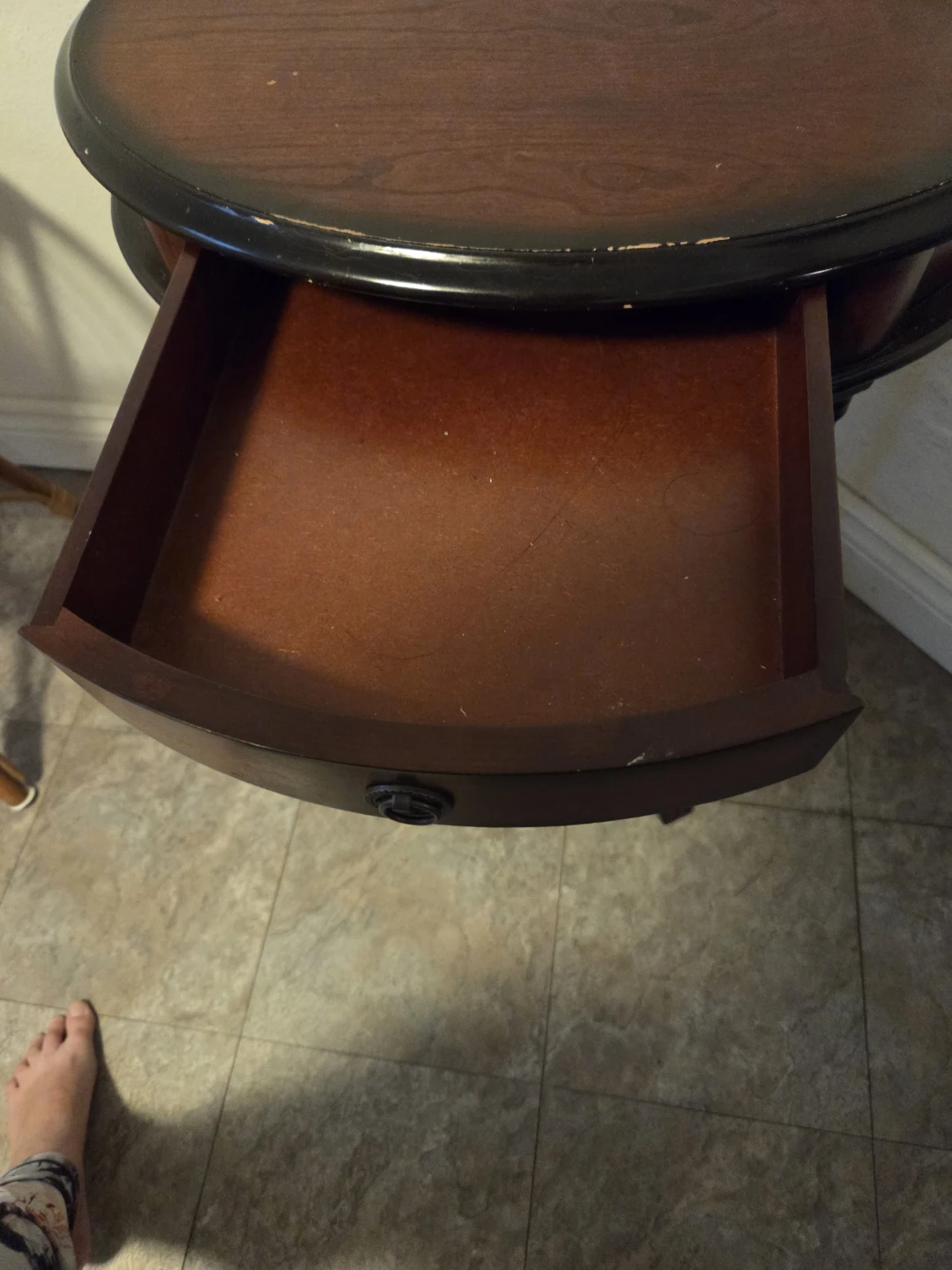 Oval Accent/side Table with Drawer - photo 3