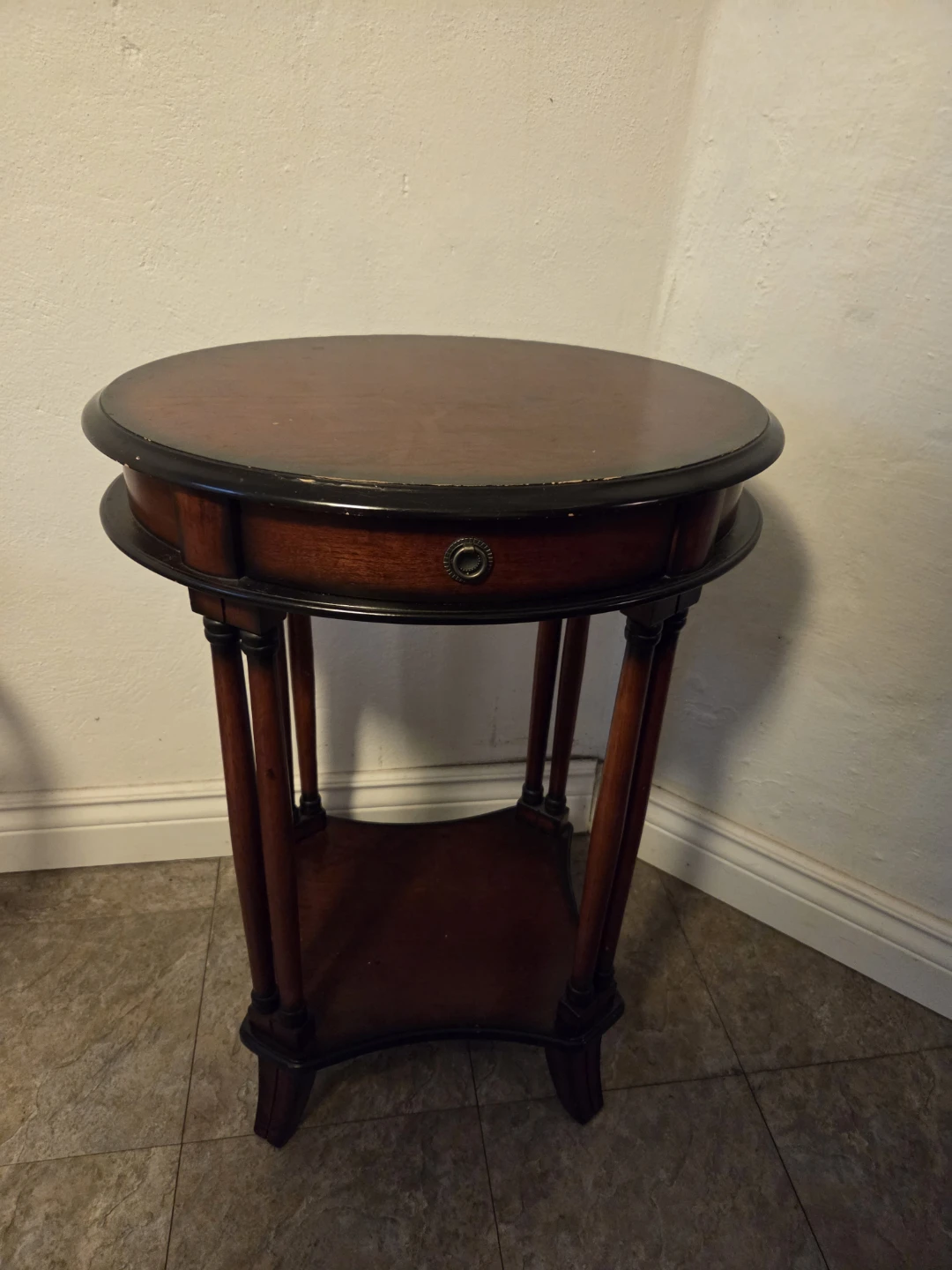 Oval Accent/side Table with Drawer - photo 4