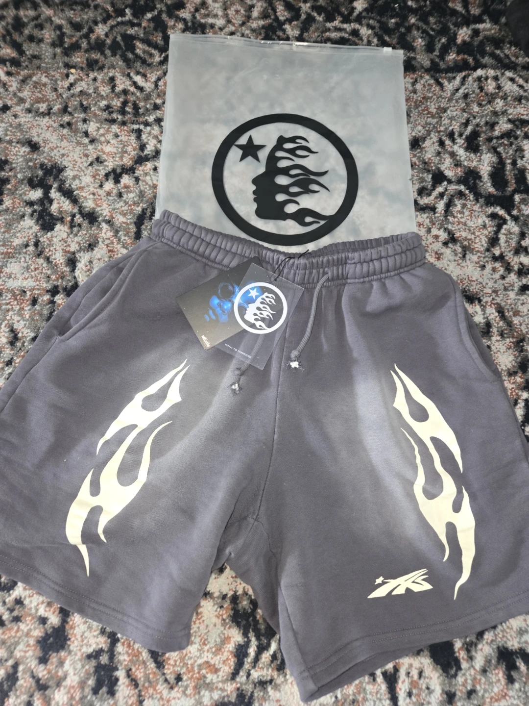 Hellstar Grey Flame Shorts - Size M
