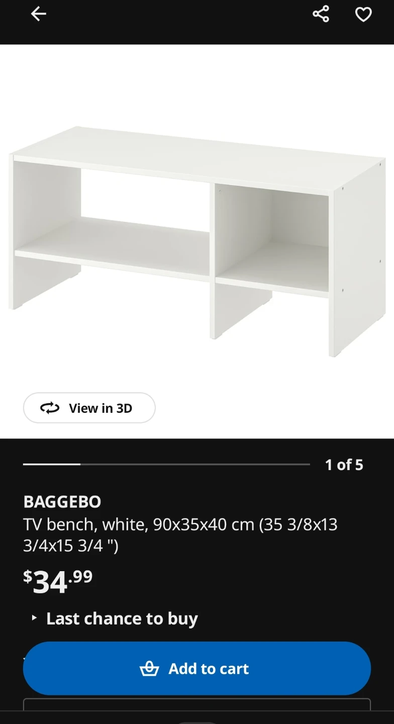 IKEA BAGGEBO TV Bench White 90x35x40 cm - photo 2