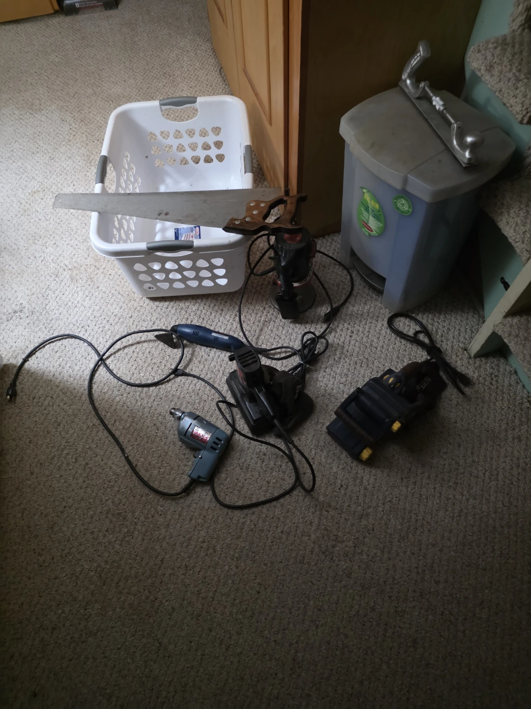 Assorted Power Tools and Hand Saw